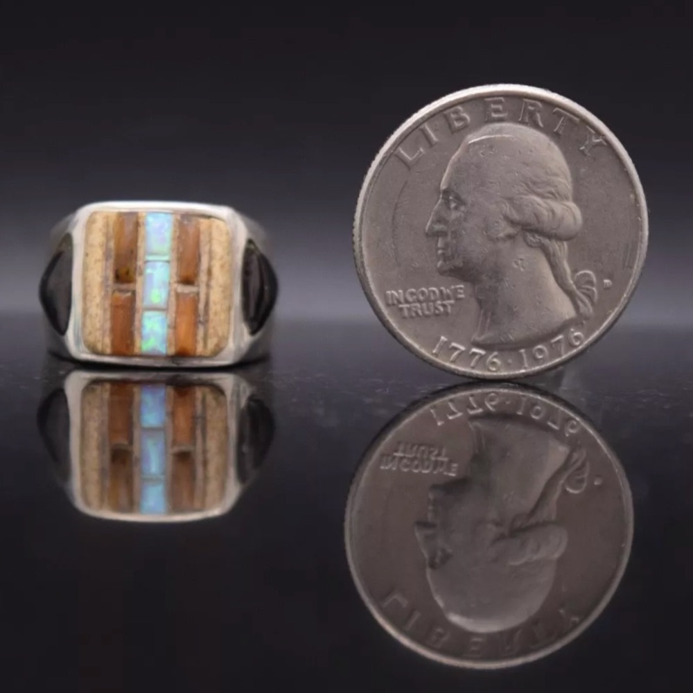 Native American Multi Gem Ring Sterling Silver - Picture 3 of 6